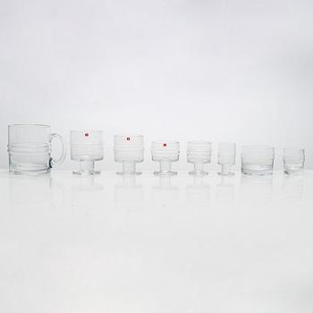 Timo Sarpaneva, 96-piece glass ware, 'Ripple' for Iittala. Designed in 1963.