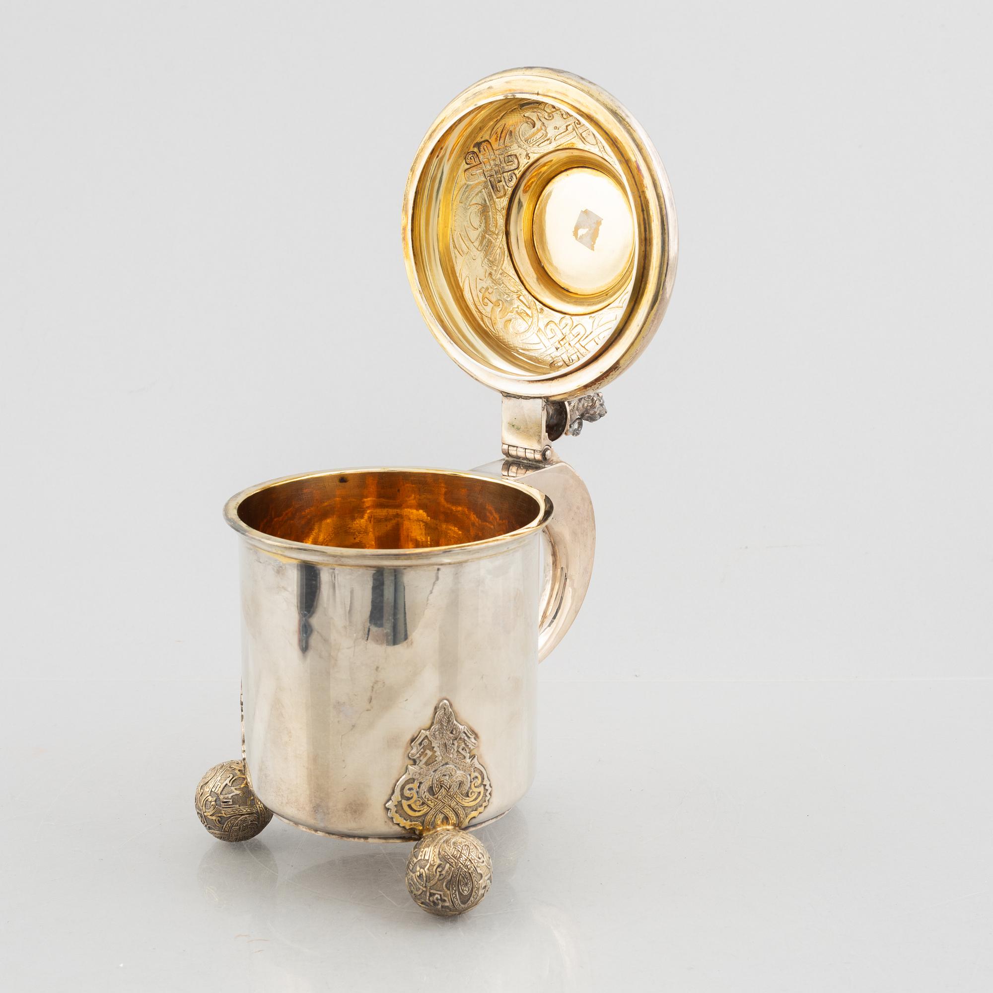 A Swedish silver tankard, mark of CG Hallberg, Stockholm 1887.