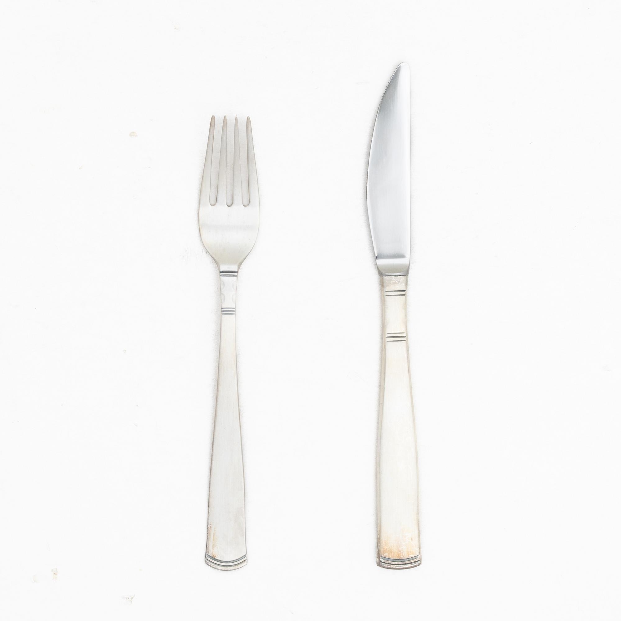 Jacob Ängman, 12 pieces of silver cutlery, Rosenholm model, GAB, Eskilstuna, 1989–99.