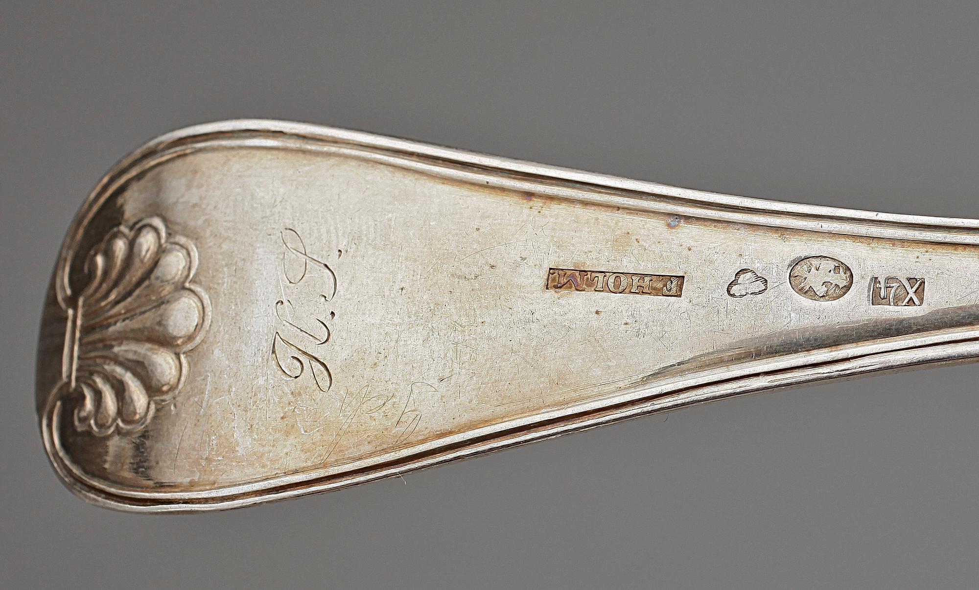 PARTI SILVER, 6 delar, bla HF Ljungkvist, Uppsala 1836. Totalvikt 518 gr.