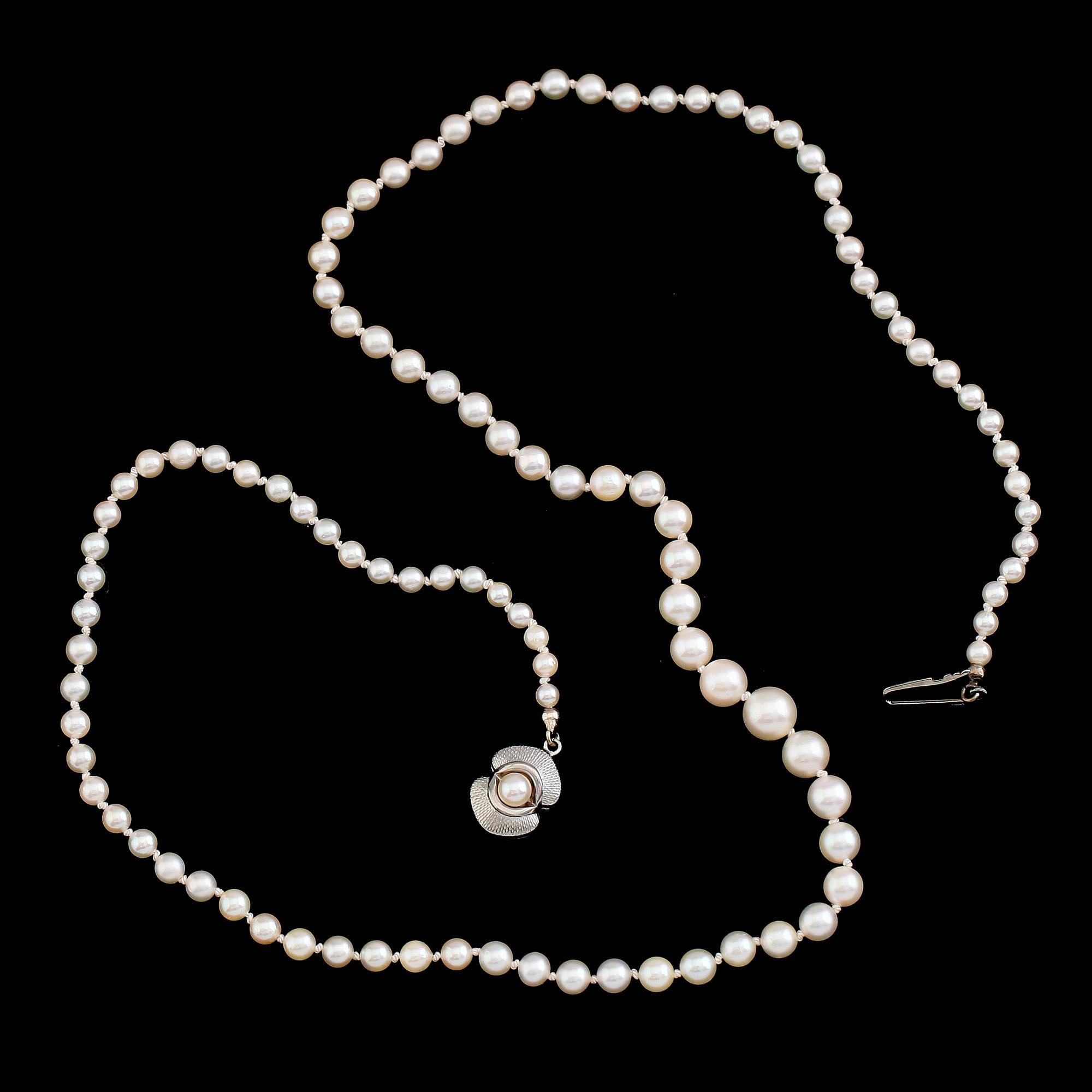 PÄRLCOLLIER, odlade pärlor, silverlås.