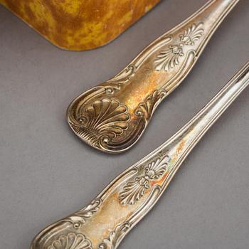 BESTICK, 17 stycken, silver, CG Hallberg, Stockholm, bland annat 1914. Vikt ca 869g.