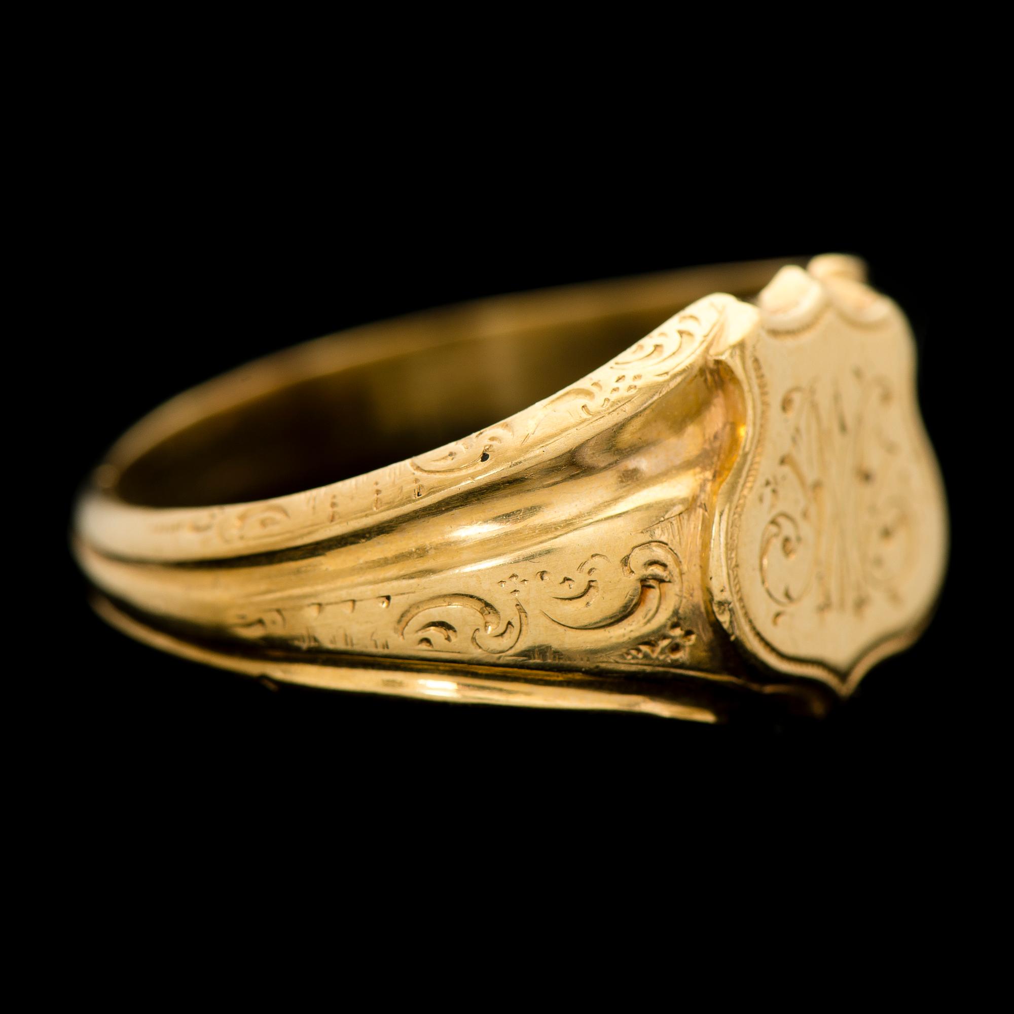 RING, 18K guld. Roland Mellin, Helsingfors 1857.