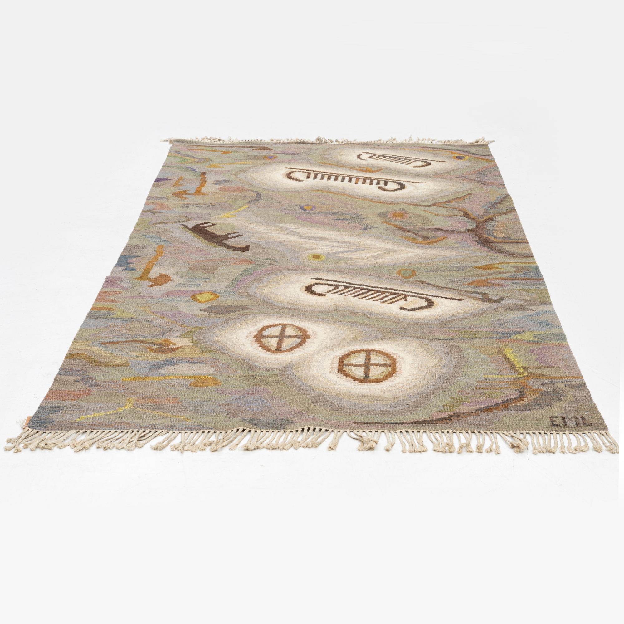 Edvin & Magnhild Lundsten, matta, rölakan, signerad EML, ca 285 x 190 cm.