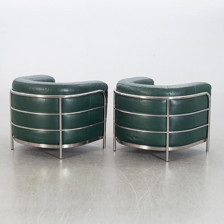 JONATHAN DE PAS, DONATO D URBINO & PAOLO LOMAZOTTI, a pair of leather easy chairs "Onda" Zanotta.