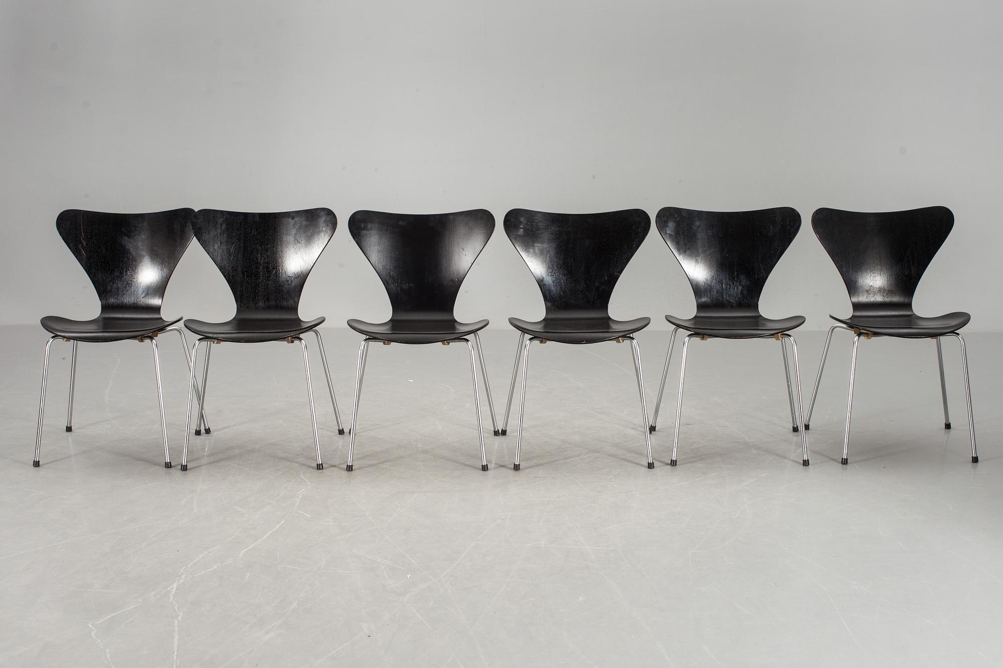 STOLAR, 6 st, "Sjuan", Arne Jacobsen för Fritz Hansen.