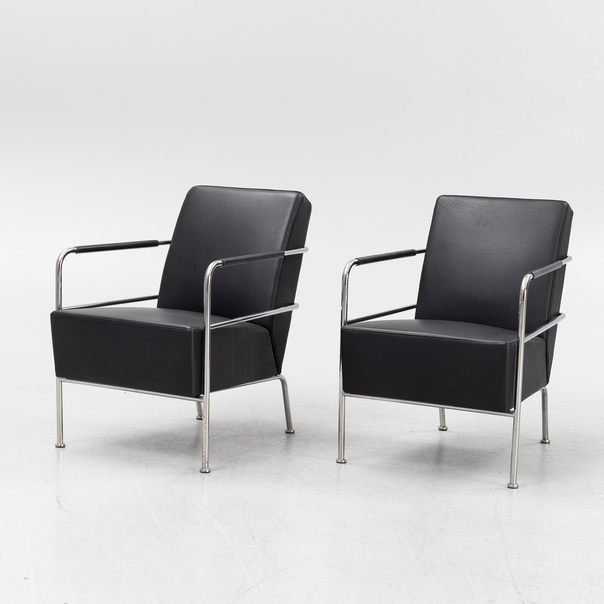 Gunilla Allard, a pair of leather upholstered 'Cinema' easy chairs, Lammhults.