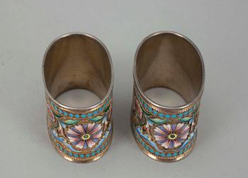 SERVETTRINGAR, 2 st, silver, Ryssland, Moskva, troligen Maria Cemenova 1908-1917.