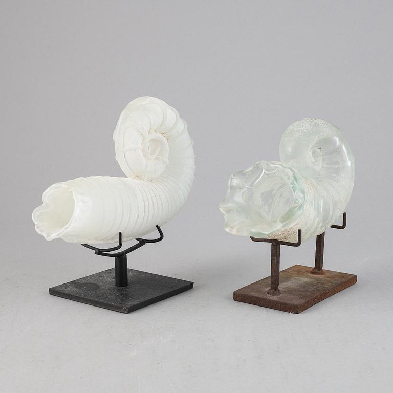 Two glass shells by Claes Uvesten, signed and one dated 1996.