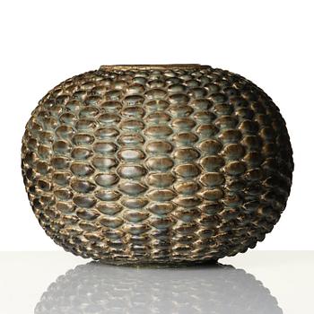 Axel Salto, a stoneware vase in the "budding" style, Royal Copenhagen, Denmark, 1940s-50s.