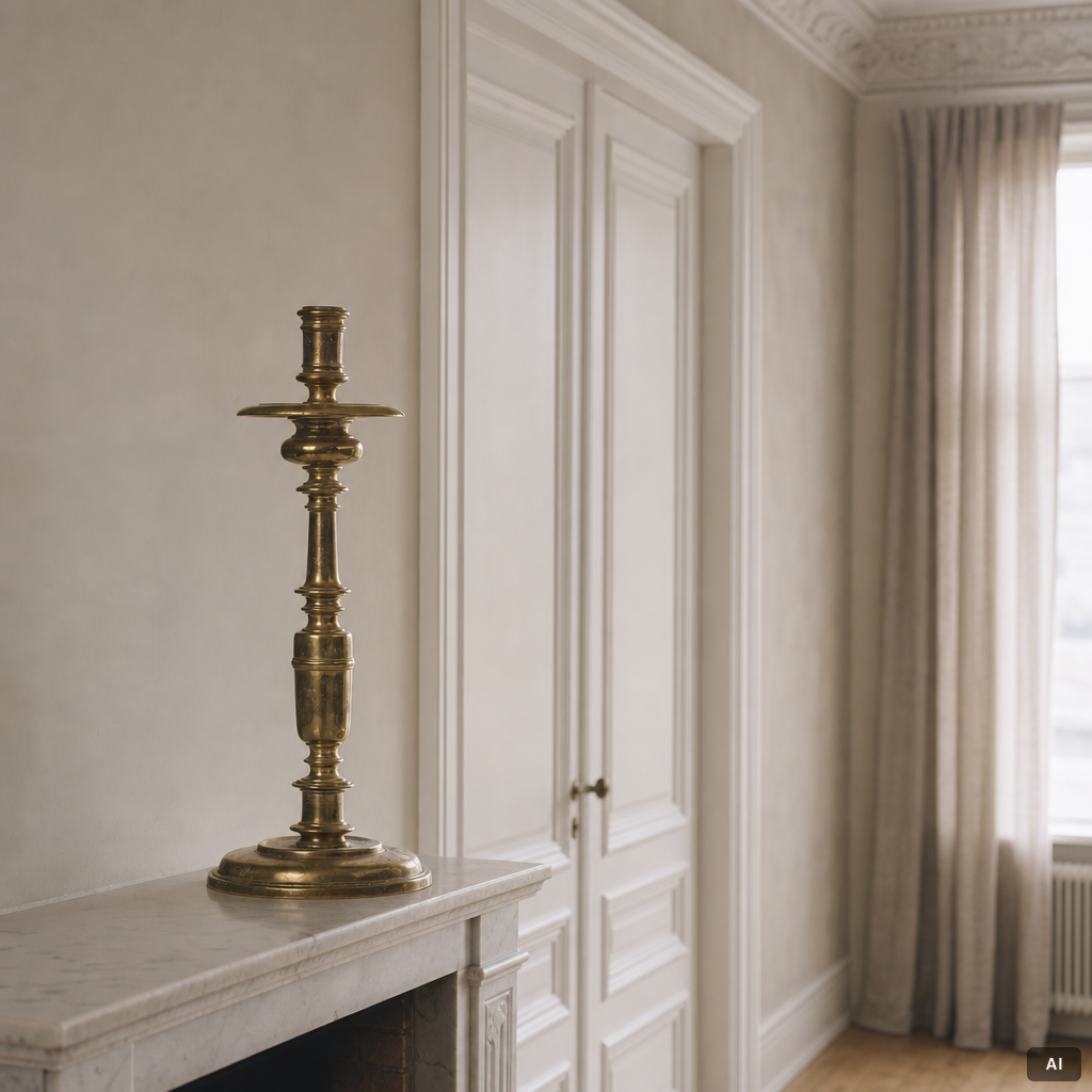 A pair of baroque brass candlesticks, 18th century.