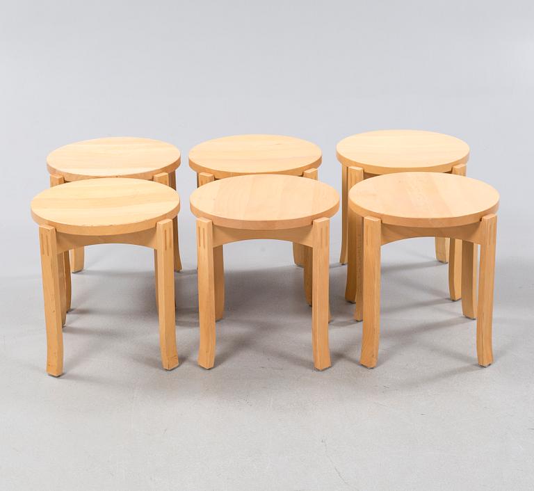 Six "model 127" stools, designed by Åke Axelsson for Gärsnäs, dated 1984.