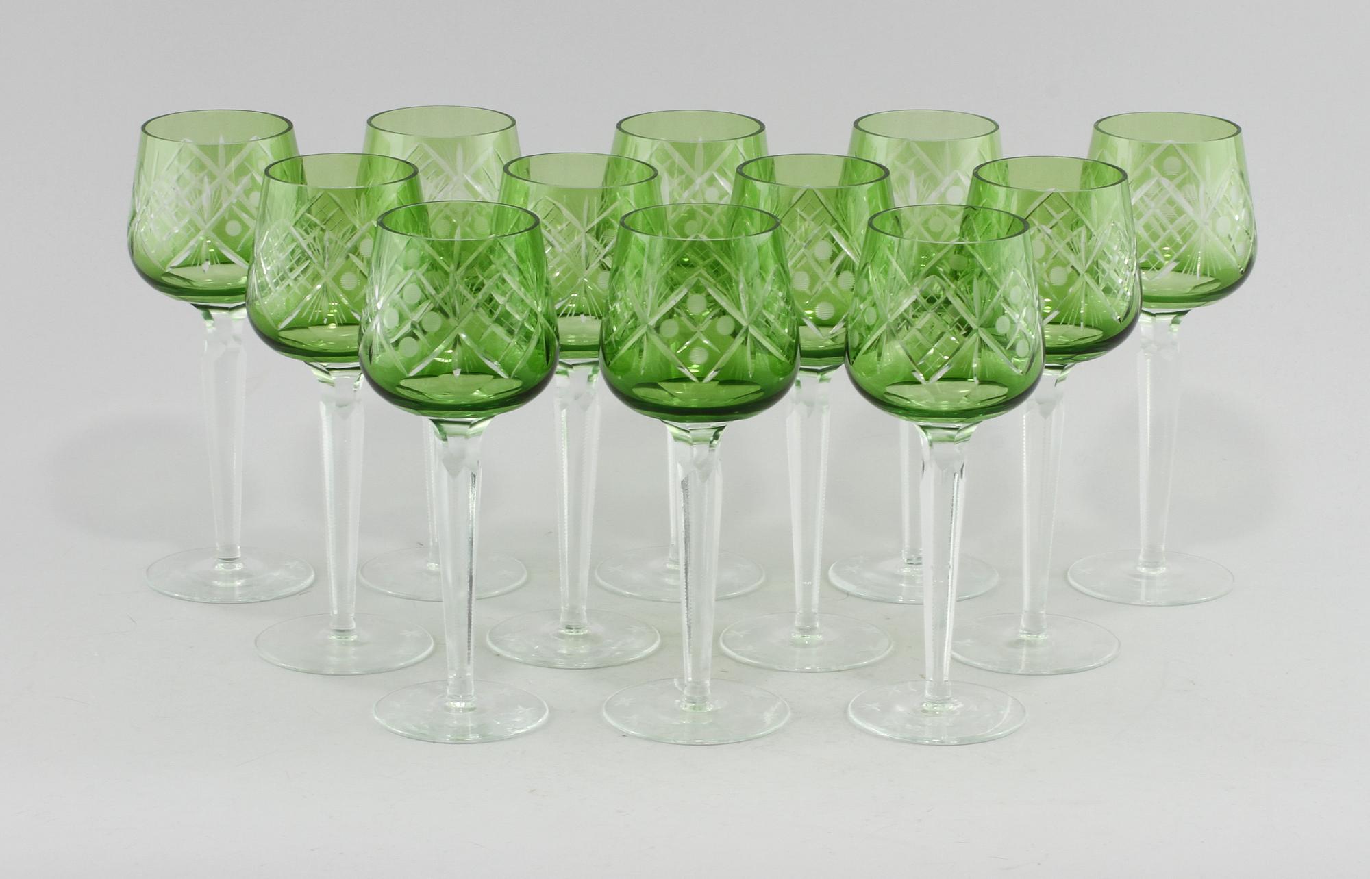 VITVINSGLAS, 12 st, glas, omkring 1900-talets andra hälft.