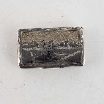 A Russian Silver and Niello Box, Moscow 1854.