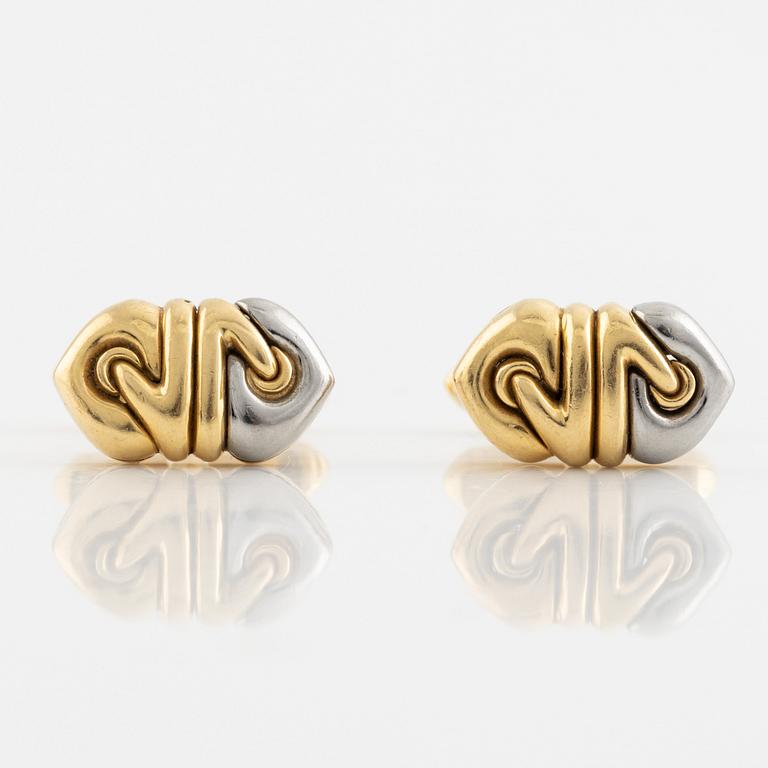 Bulgari, a pair of cufflinks, 18K gold and steel,