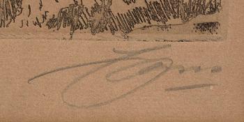 Anders Zorn, a signed etching form 1916.