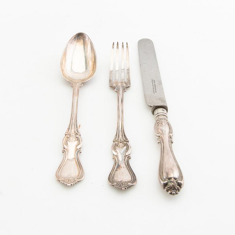 Christian Brockmann Resebestick 3 dlr i etui "Olga" silver Karlstad 1870.