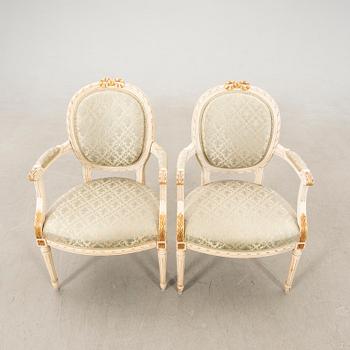 Sofa group in the Gustavian style, mid/second half of the 20th century.