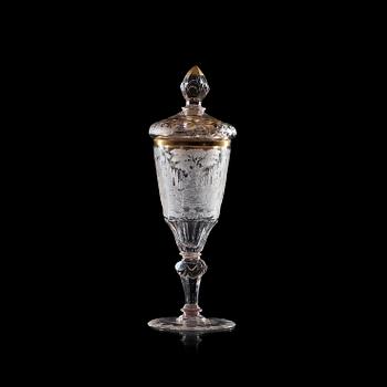 1528. POKALGLAS med LOCK. Böhmen, 1700-tal.