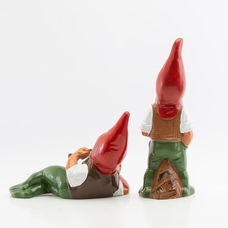 A collection of gnomes 12 pcs mid/late 20th century mostly painted terracotta.