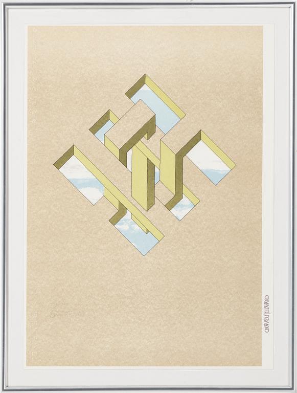 OSCAR REUTERSVÄRD, färglitografi, signerad Oscar Reuterswärd och numrerad 237/300 med blyerts.