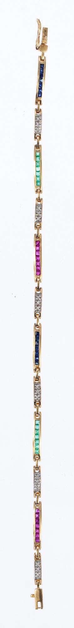 ARMBAND, smaragder, blå safirer, rubiner och diamanter.