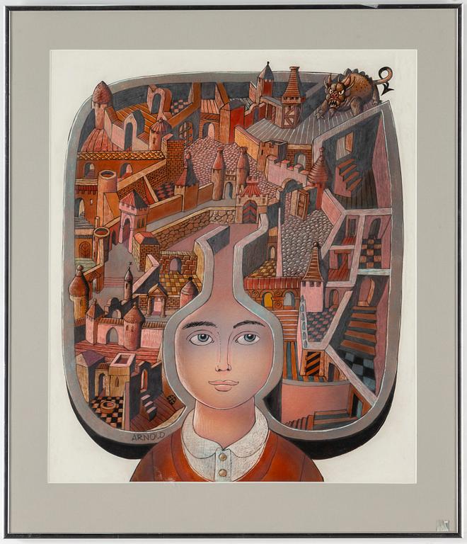 HANS ARNOLD, tusch & akryl, signerad.