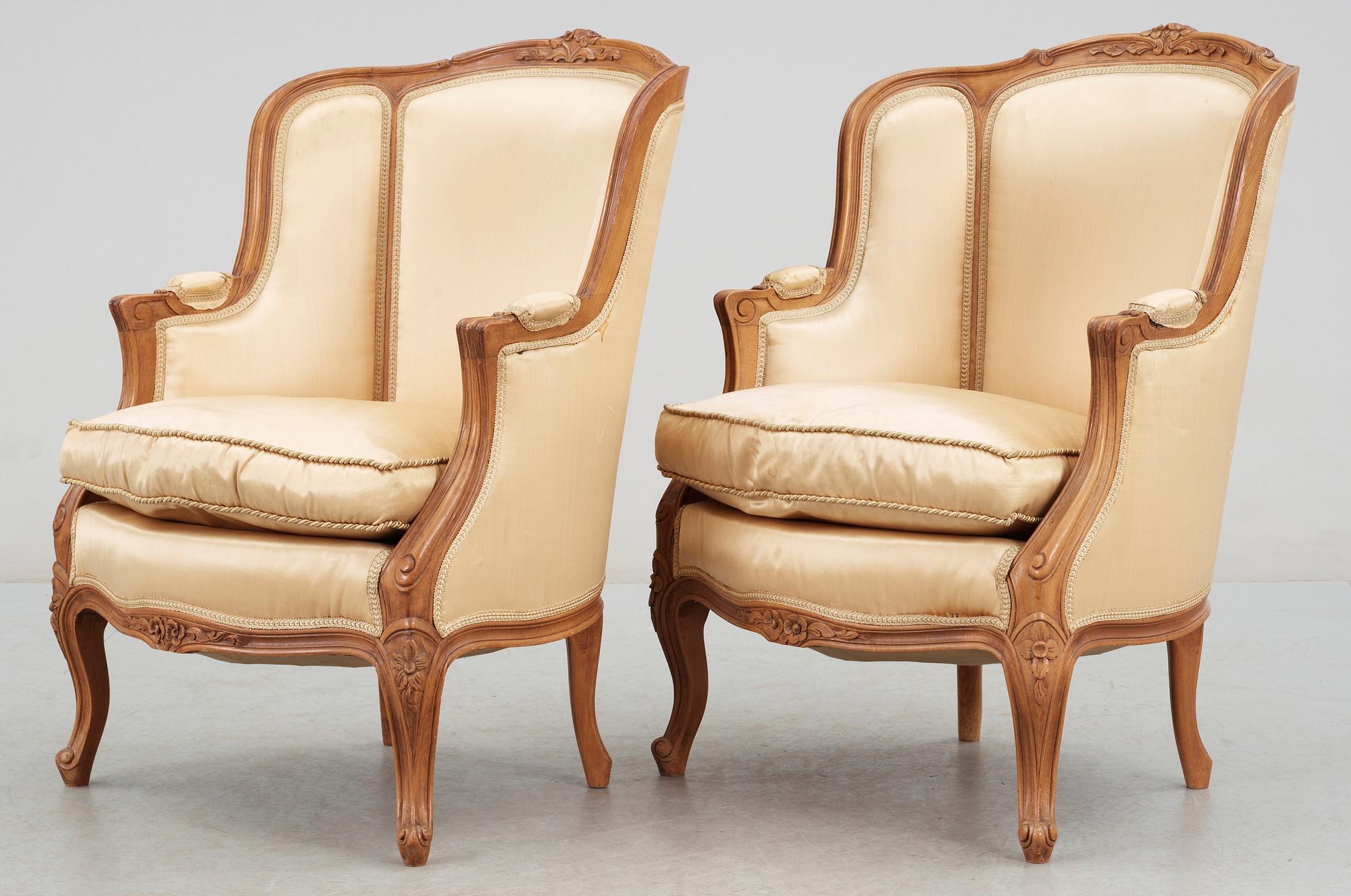 BERGÈRER, ett par, rokokostil 1900-tal.