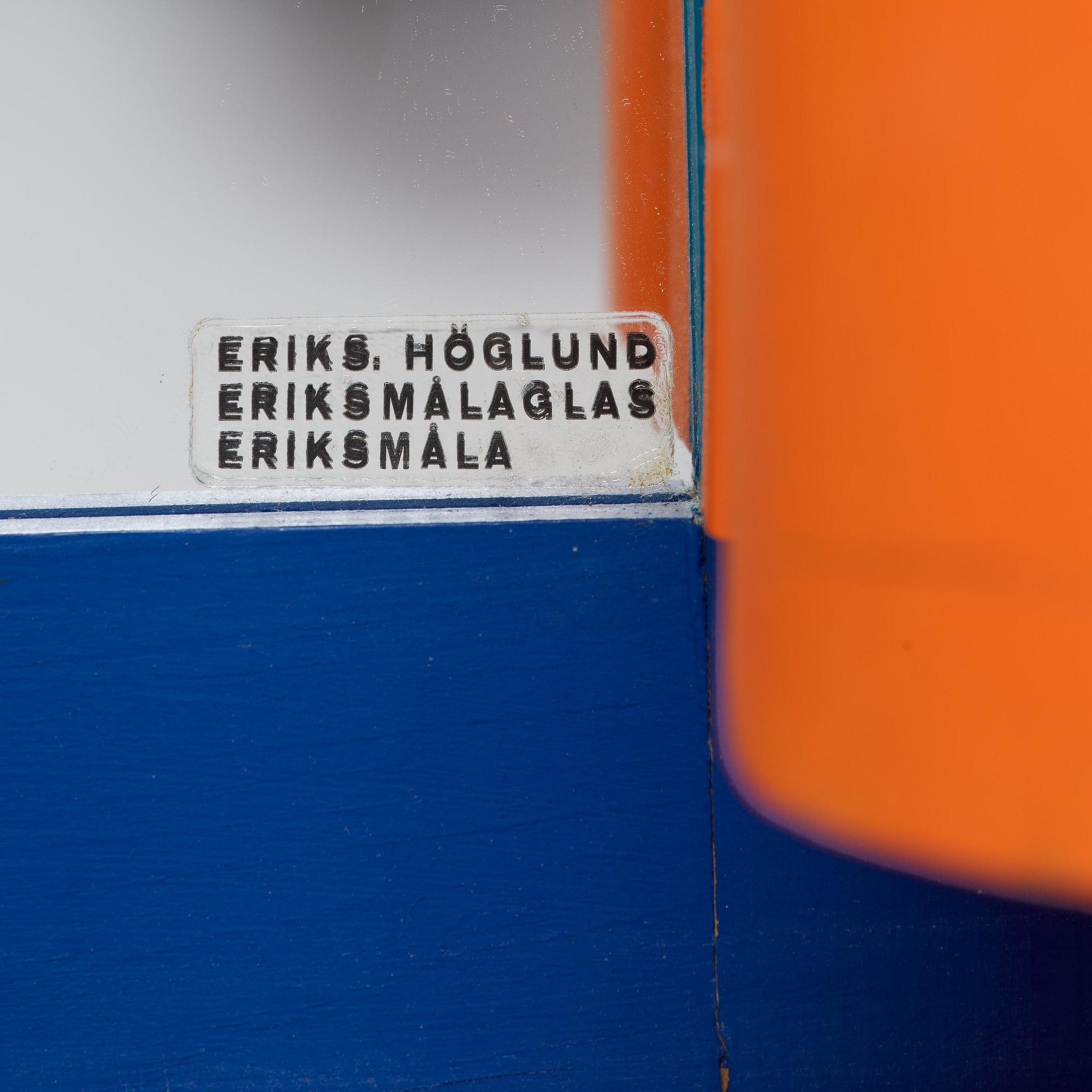 Erik Höglund, a wall mirror with two candle holders, Eriksmålaglas, Sweden, 1960s-70s.