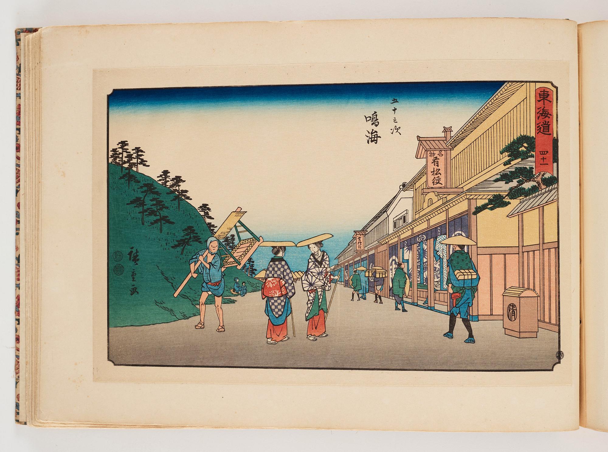 An album with Japanese woodblock prints after Ando Utagawa Hiroshige (1797-1858), mid 20th Century. (37 prints).