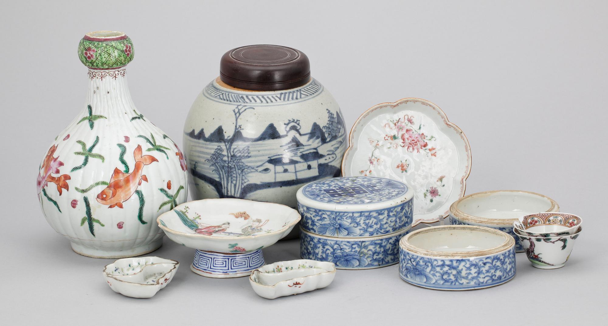 PARTI PORSLIN, 8 delar, Kina, 1700/1800-tal.