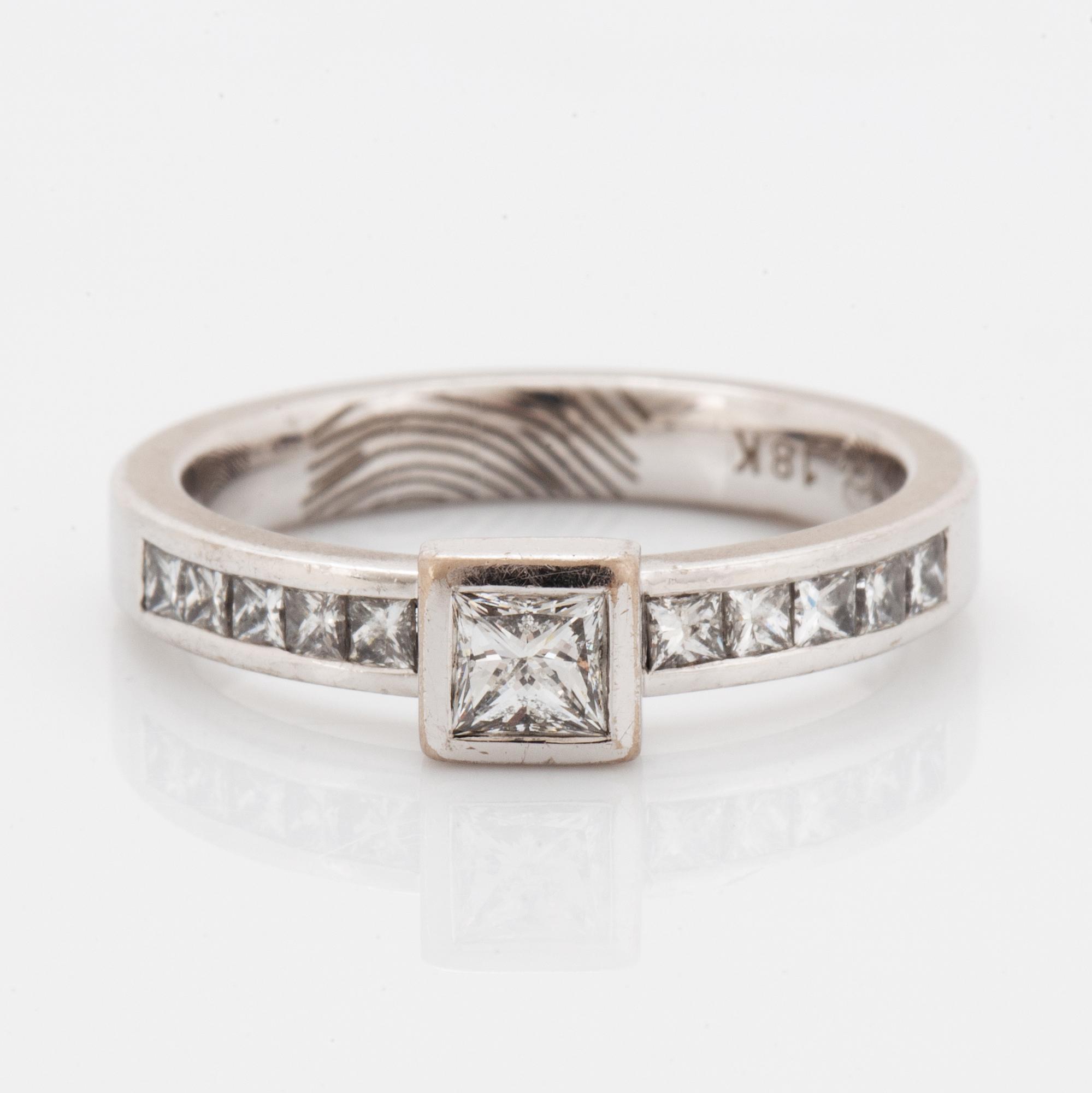 Princess-cut diamond ring.