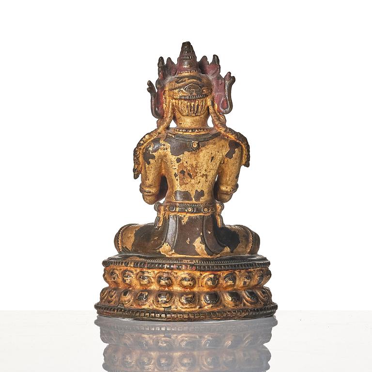 A Sino Tibetan figure of Adibuddha Vajradhara, 15/16th century.