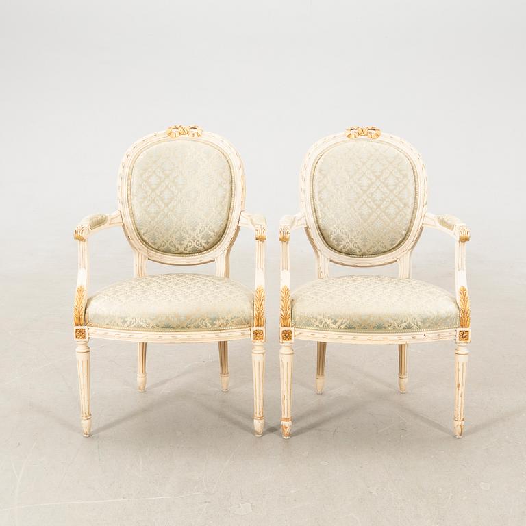 Sofa group in the Gustavian style, mid/second half of the 20th century.