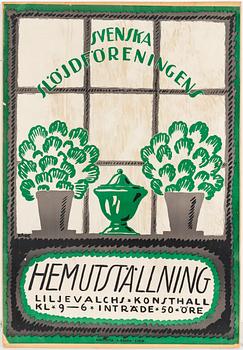 WILHELM KÅGE, a lithographic poster 'Hemutställnng from Rokotryck, AB Kopia, Stockholm, 1917.