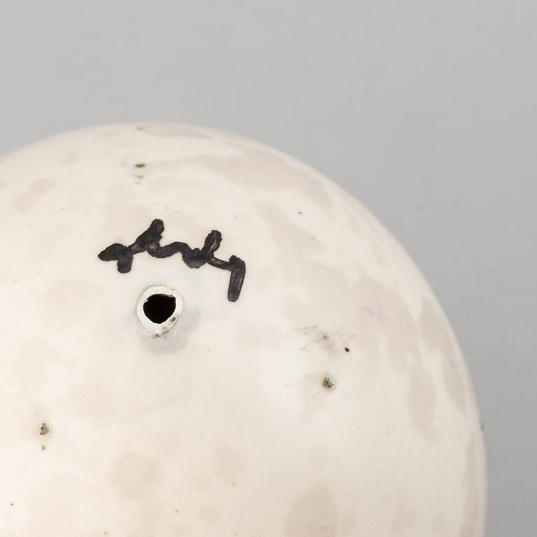 Hans Hedberg, a signed faience egg with stand, Biot, France.