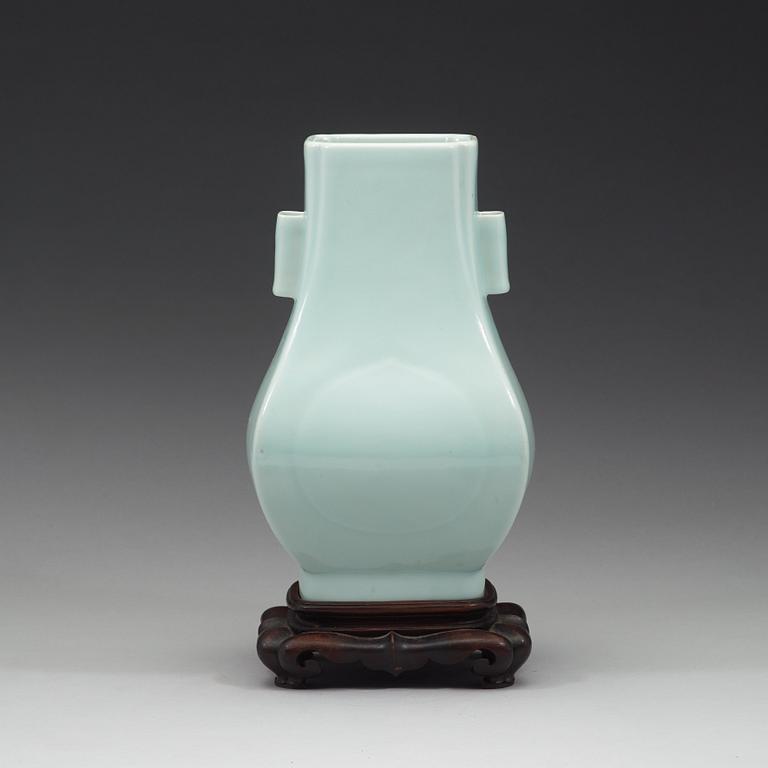 A pale celadon vase, Qing dynasty with Guangxus six character mark and period (1874-1908).