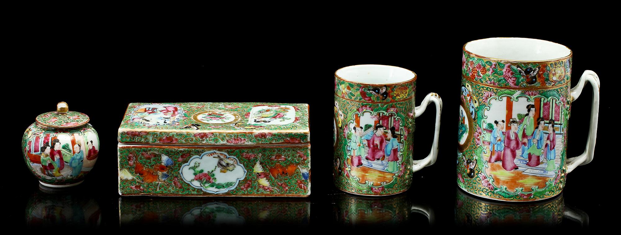 PARTI PORSLIN, 4 delar, Kanton, Kina, 1800-tal.