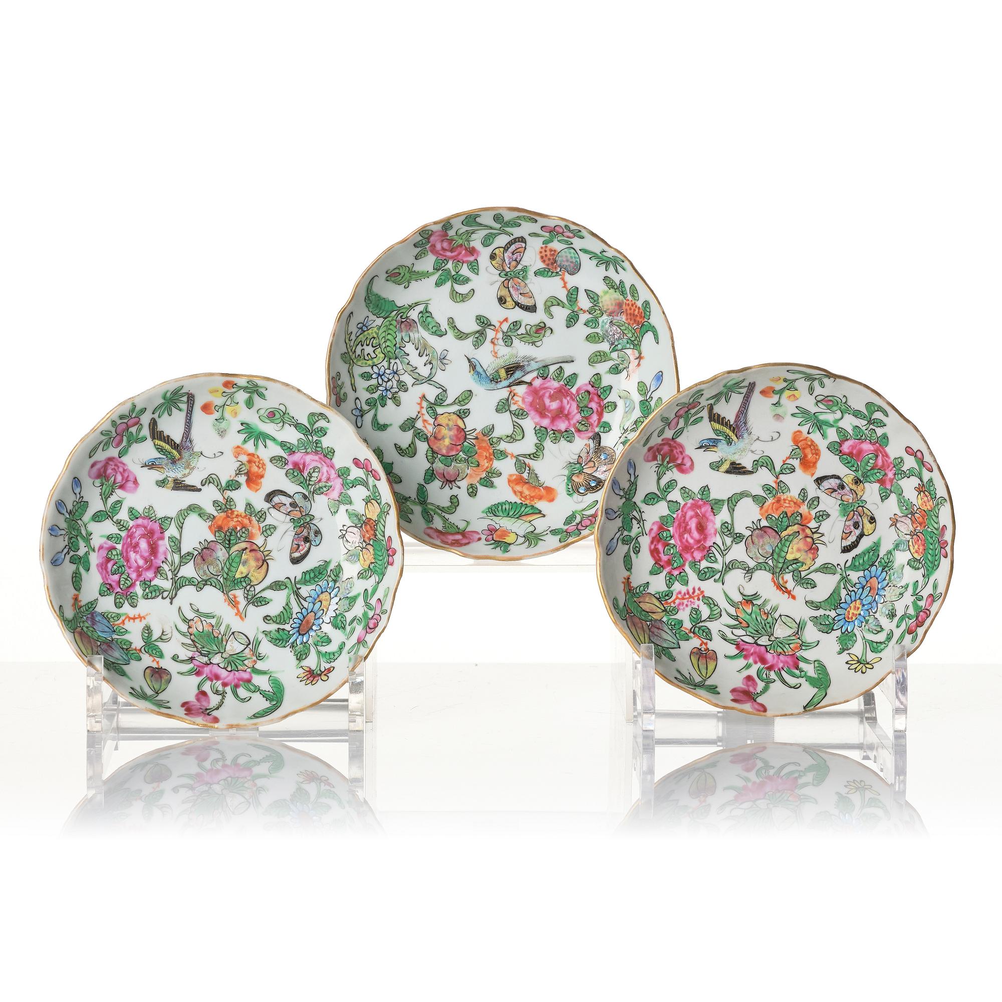 Parti, sex delar, porslin. Sen Qingdynasti/tidigt 1900-tal.