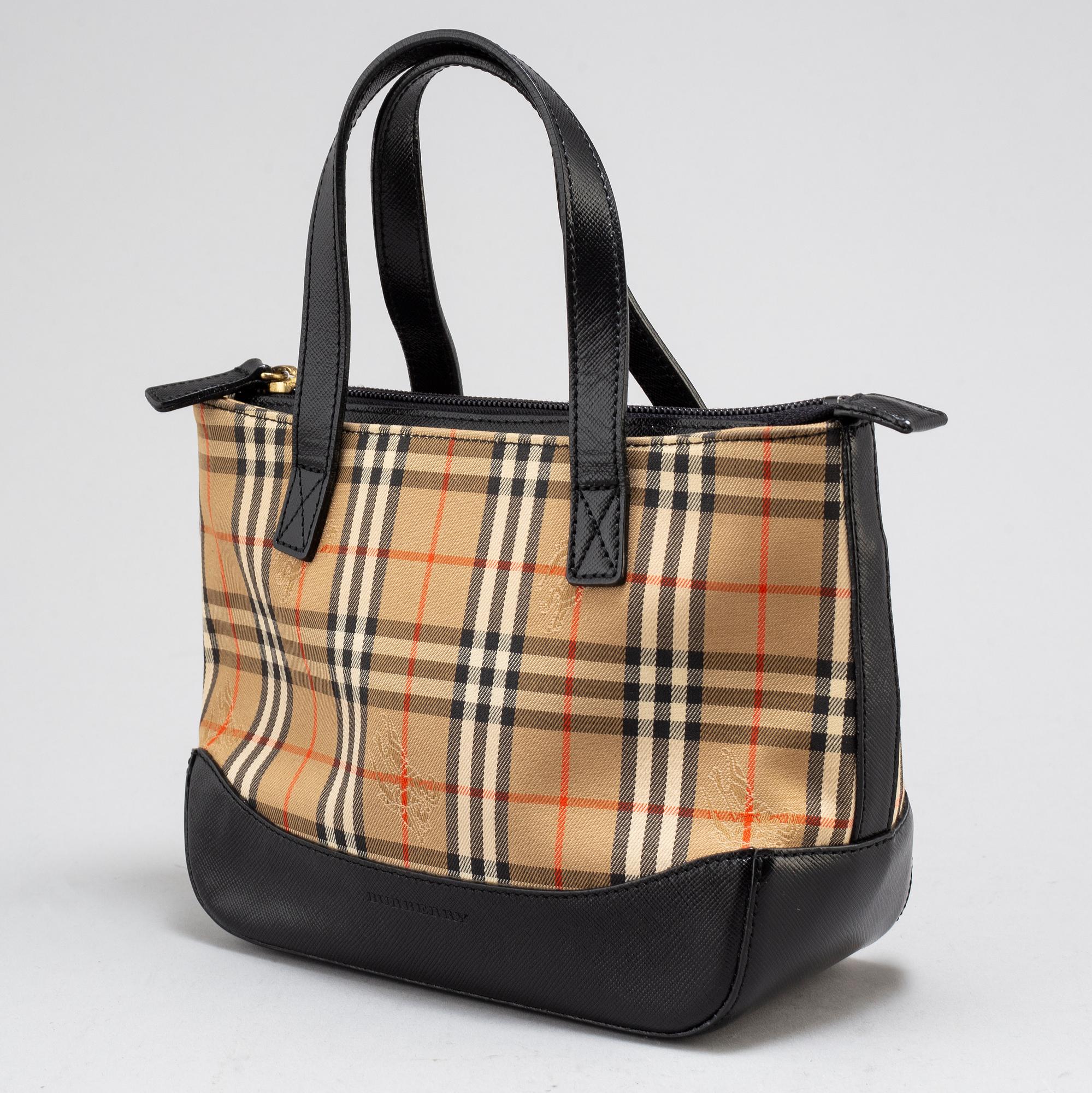 BURBERRY, Plaid Canvas Handbag.