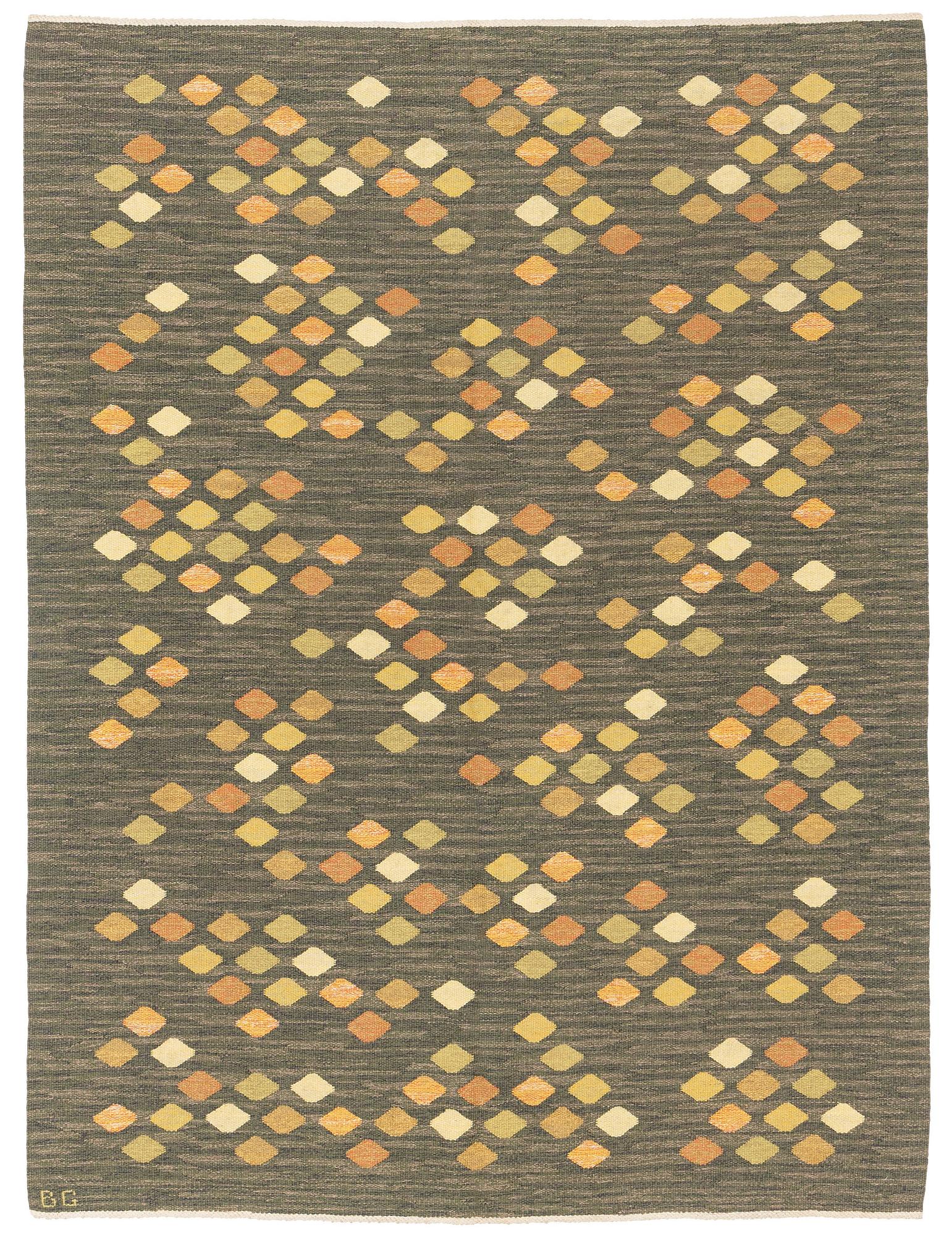 Brita Grahn, a carpet, tapesty weave, approximately 253 x 191 cm, signed BG.