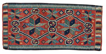 305. CARRIAGE CUSHION. Rölakan (flat weave). 49,5 x 106 cm. Skåne first half of the 19th century.