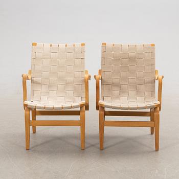 Bruno Mathsson, Fåtöljer/Karmstolar ett par, "Eva" Firma Karl Mathsson sent 1900-tal.