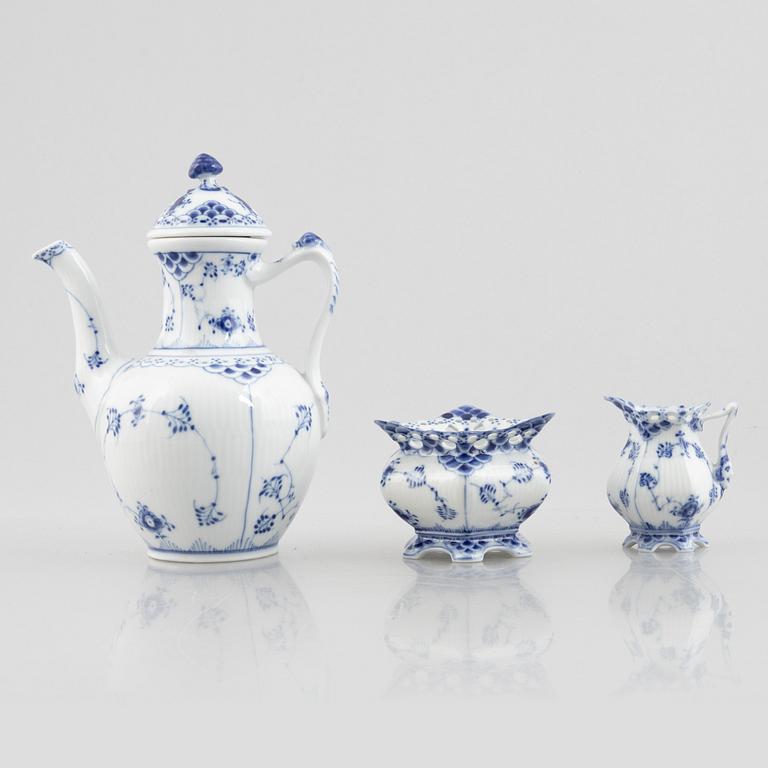 Royal Copenhagen, a 49-piece "Blue Fluted" porcelain service, half and full lace, Denmark.