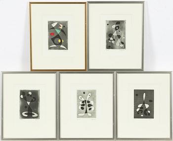 Pierre Olofsson, etchings, 5 pcs, signed and numbered.
