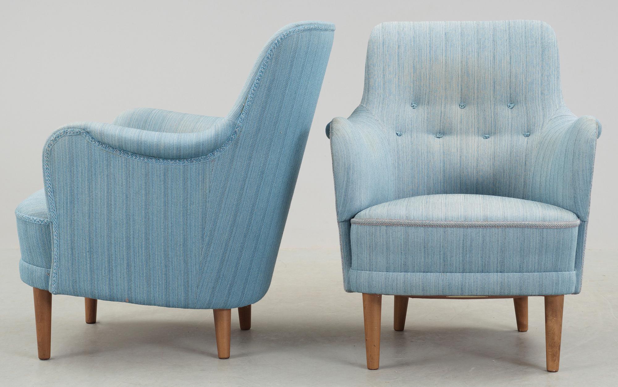 FÅTÖLJER, ett par, "Samsas", Carl Malmsten, 1900-talets sista kvartal.