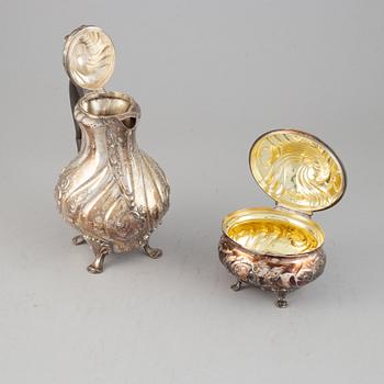 A three piece silver coffee service, CG Hallber, Stockholm 1945.