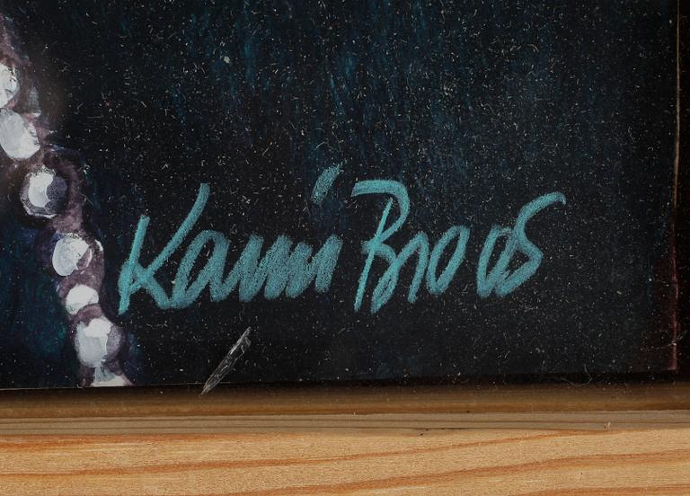 KARIN BROOS . Olja på papp-pannå. Sign Karin Broos.