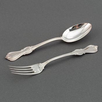 A swedish silver cutlery, 'Olga' GAB, Stockholm and Eskilstuna, 1966-80. (39 pieces).