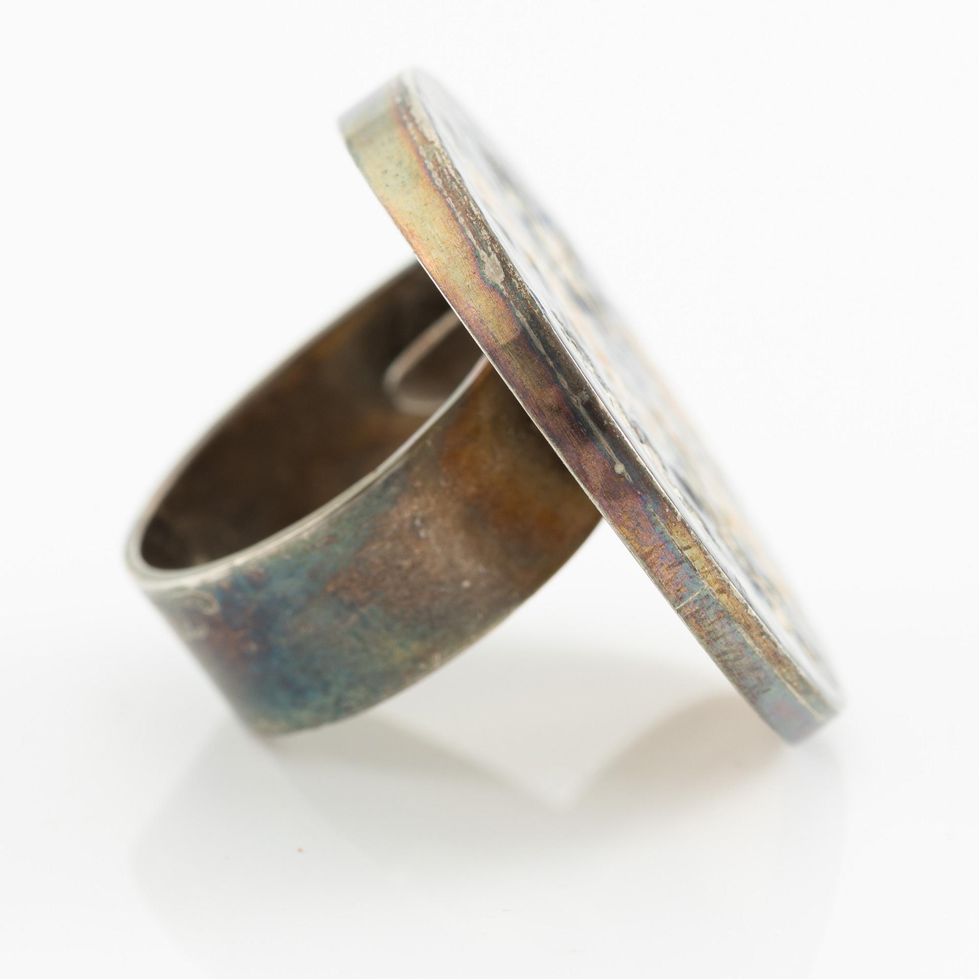 Jan-Christer Lundqvist, ring, silver with enamel, Skövde 1991.